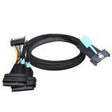 Slimline SAS MCIO 8i 74P to Dual SFF 8639 with 15P SATA Male Power Data Cable for Server Adapter Cable 0.5m