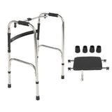 Folding Walker with PU Seat 6 Adjustable Height Stainless Steel Large Foot Pads 2 Modes Switching Narrow Walker for Seniors Disabled