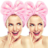 (pink) Set Of 2 Cute Elastic Knot Headbands For Facial Cleansing, Cute Towel Style Headbands For Makeup, Shower, Spa, Massage, 2pcs (one Layer For Blue Dot H