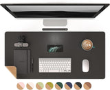 (black) Reversible Desk Pad Natural Cork Pu Leather Large Mouse Pad For Office Home Work 1 Piece (cork - Beige, 90x45cm)
