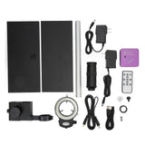 51MP Digital Video Microscope Camera with 130X C Mount Lens LED Ring Light Stand for PCB Repairing AC100240VUS Plug