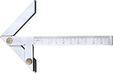 Zentrierwinkel, Zentrierlehre, Tischlerzentriermesser, Zentriersucher 45/90 Rechteck, Lineal, Tischlerlineal, Messwerkzeug (100.70)