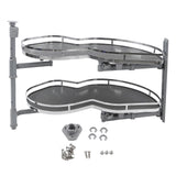 Blind Corner Cabinet Tray 2 Tier Height Adjustable Strong Load Bearing Cabinet Swing Pull Out Organizer Right Open