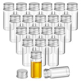 20pcs Mini Glass Bottles Clear Sample Bottles Aluminium Top Dispenser Bottles Small Empty Lidded Glass Bottles Mini Vials 10ml