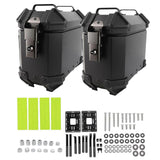 Motorcycle Side Case Universal Fit Aluminum Alloy 18L Left Right Hard Saddlebag Box with Support Rack Lock Handle for Helmet Luggage