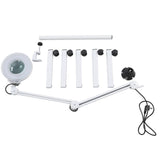 LED Lighted Magnifier 8x Swing Arm Magnifying Floor Lamp with 5 Legged Base Clamp EU Plug 220V