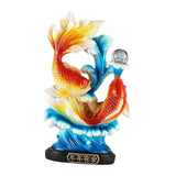 (Red Fishes) 12.8 inch Chinese Feng Shui Fishes Statue Figurine for Study Cabinet Balcony Red Fishes