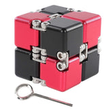ADHD DIY Infinite Puzzle Toy Adult Portable Alloy Funny Stress Anxiety Relief Flip Puzzle Block Toy Red and Black