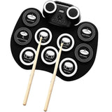 Electronic Drum Set ,9 Pad Drum Kit With Cymbal And Built-in Speakers,gift And Beginners (black Whi