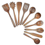 Wooden Cooking Utensils Kitchen Utensils Set With Teak Wood Spoons And Wooden Spatula For Cooking