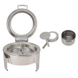 6L Round Stainless Steel Chafing Dish with Visible Glass Lid Thicken Buffet Server for Events Wedding Camping Dinner 2 Compartment Pan