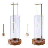 2X Insence-Stick Holder,Flying Incense Burner with Glass,Non-Slip Wooden Tray and Brass Incense Stic