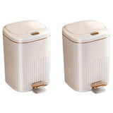 2X 10L Luxury Pedal Trash Can for Bathroom, Large Capacity Waterproof Kitchen Recycle Bin with -Type