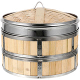 1 Set of Bamboo Steamer Multi-layer Bun Steamer Kitchen Covered Food Steamer Practical Steamer Basket