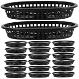 24pcs Fast Food Baskets Plastic Food Serving Trays Food Service Restaurant Baskets