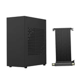 (Black) A07 HTPC Mini ITX Chassis Game Computer Case USB3.0 Support Graphics Card RTX2070 PCIE3.0 Cable Aluminum Case  Black