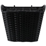 1Pc Electric Bike Plastic Basket Imitated Rattan Woven Basket With Cover Car Basket(Black)
