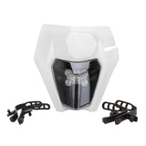 (White) LED Motorcycle Headlight Dirt Bike DRL Headlamp with Bezel for EX-C S-XF EX-C