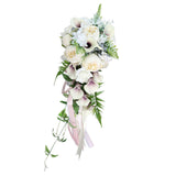 Wedding Bridal Bouquet Artificial Waterfall Callalily Long Ribbon Holding Flower