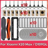 For Xiaomi Robot Vacuum X20 Max D109gl Main Brush Side Brush Hepa Filter Mop Cloth Dust Bags Acces F