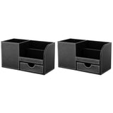 1pcs PU Leather Multi-function Desk Stationery Organizer Storage Box Pen/Pencil,Cell phone, Business
