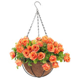 Artificial Flowers in Hanging Basket Hanging Flower Basket Decor Garden Basket