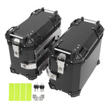 Motorcycle Side Case 38L Aluminum Alloy Hard Side Saddlebag Box with Safety Lock and Handle for Helmet Luggage Storage Black
