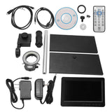 7in 1080P 26MP Digital Electric Microscope Kit with 8X?130X C Mount Lens Ring Light for Soldering AC