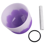 Crystal Singing Bowl Color Flower Pattern Matte Quartz Singing Bowl for Sound Healing Meditation Purple B Note