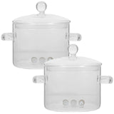 2Pcs Glass Cooking Pot Household Kitchen High Borosilicate Glass Stew Pot Noodle Cooking Pot