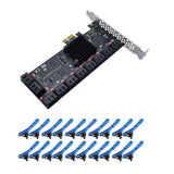 (Blue) Pci for Express x1 SATA Cards with Self-identified 20 ports, No Need to Drive