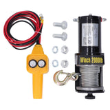 Electric Winch Kit 2000LBS Steel Wire Rope Copper Core Terminal Electric Winch with Alloy Steel Hook 24V