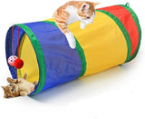 (Straight) Cat Cave With Toy Ball, Interactive Cat Fur And Trough, Cat Tube Toy, Indoor Cat Camouflage Tunnel, 1 Piece (b02102 Rainbow Stone)