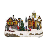 Illuminated Snow Scene Figurine for Christmas Festive Decor Glowing Music Box