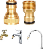 (Inner 4 and Outer 4) 2 Pieces Faucet Hose Connector 1/2 Inch Female