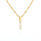 (I) Gold Zircon Letter Pendant Stainless Steel Chain 18k Gold Plated 26 Letter Necklacea