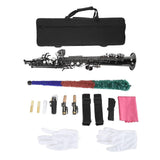 Bb Soprano Saxophone Brass Straight Soprano Sax Kit with Cleaning Tool Gloves Carrying Case