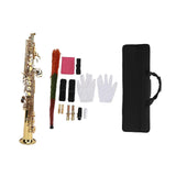 Soprano Saxophone Kit Bb Soprano Sax with Mouthpiece Bend Neck Cleaning Tool for Beginner Student Intermediate Players