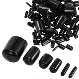 156 Pieces of Vinyl Elastic End Cap Rubber 2/25 to 4/5 Inches (Black)