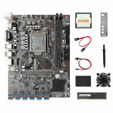 B250c Eth Mboard 12usb+g4400 Cpu+ddr4 8gb Ram+128g Ssd+fan+sata Cable+s Cable+ Gre