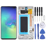 (Silver) COMPATIBLE Super AMOLED LCD Screen for Samsung Galaxy S10+ Digitizer Full Assembly with Frame