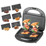 6 in 1 Electric Sandwich Maker Breakfast Machine with 6-set Removable Non-stick Plates Double-Sided Heating Waffle Maker Donut   Maker Panini Press Gr