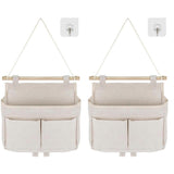 Pack of 2 Hanging Storage Bags, 3 Compartments with Sticky Hooks