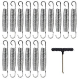 16PCS 5.5 Inch Heavy Duty Trampoline Replacement Springs with T Hook Pull Tool Trampoline Accessories Hand Pull Tool