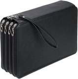 (black) Leather 200 Inserts Extra Large Capacity Multi-layer Student Crayon Case Storage Bag Bag Holder Stationery Organizer (without Pens) Purple
