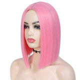 (pink) Red Women's Short Straight Hair Women's Costume Wig Medium Section Shoulder Length Heat Resistant Colorful Wavy Bob Wig 1 Piece (yellow)