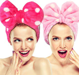 (pink and rose) Set Of 2 Cute Elastic Knot Headbands For Facial Cleansing, Cute Towel Style Headbands For Makeup, Shower, Spa, Massage, 2pcs (one Layer For Blue Dot H