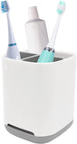 Non-slip Removable Plastic Toothbrush Holder, Electric Toothbrush And Toothpaste Storage Box With 3 Compartments, 1 Piece (ty - 6676 Light Grey)