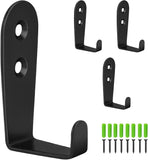 Wall Hooks, Heavy Duty Outdoor Hooks For Hanging Keys, Towels, Bags, Cups, Hats, Pack Of 4 (l Large 3.0mm Black, Visible Distribution Black + Pipe Mou