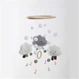 (grey) Crib Wind Chime & Felt Ball 3d Cloud Cot Decoration (grey)